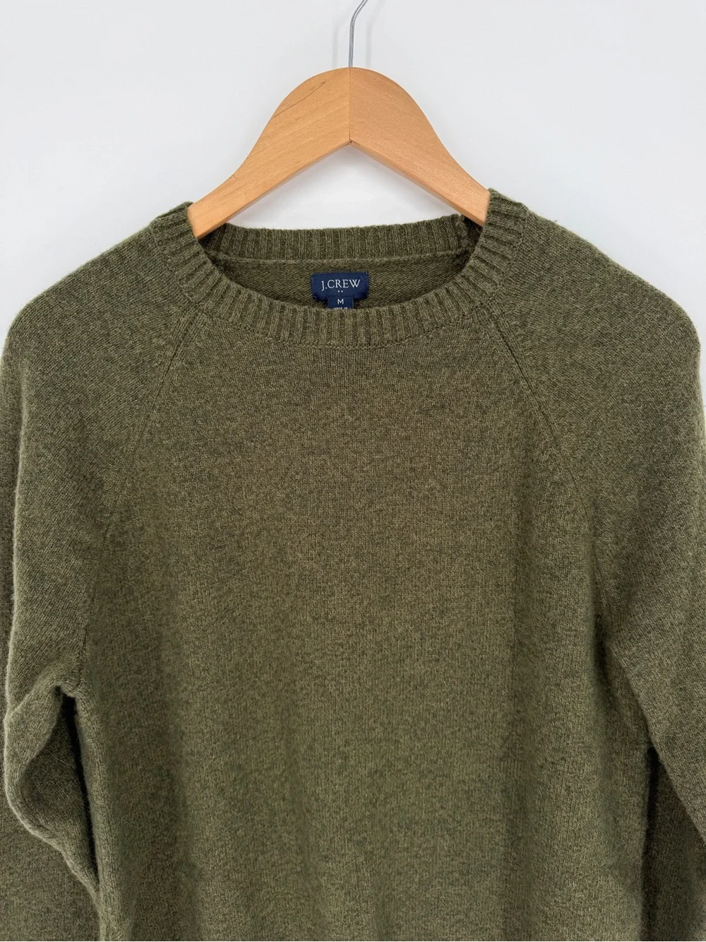 J.Crew Lambswool Blend Raglan Crewneck Sweater Green Men's - M